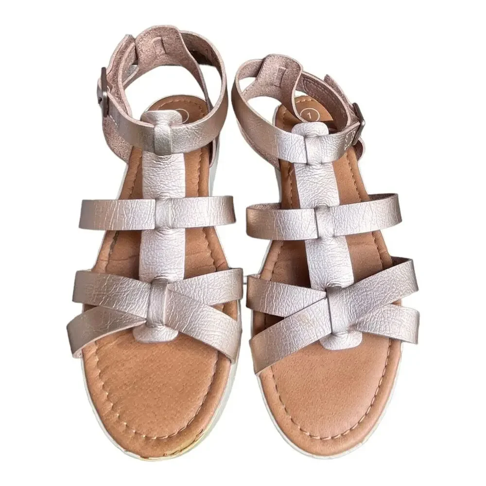 Cat &‎ Jack Girls Champagne Gold Pink Sandals Shoes 1M EUC
